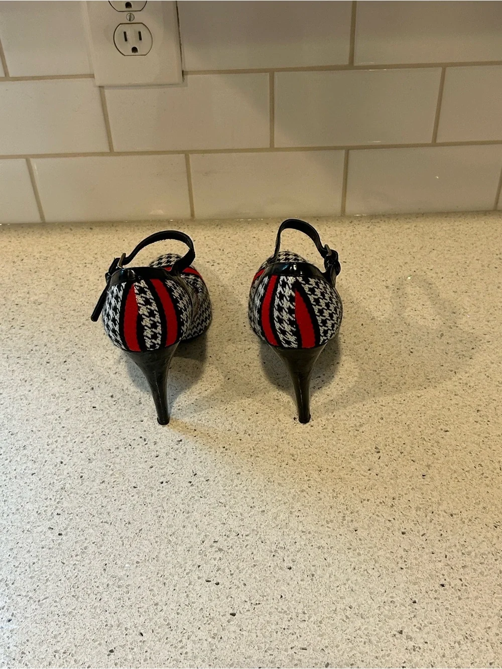 Women's Nine West Heels in Black, White & Red, Size 7M